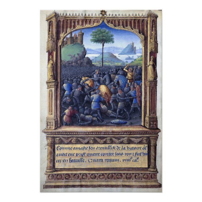 Knight Battle Medieval Manuscript Antique Vintage Poster (Front)
