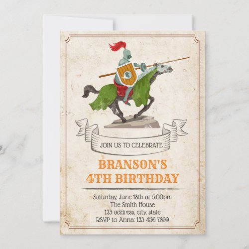 Knight birthday party invitation