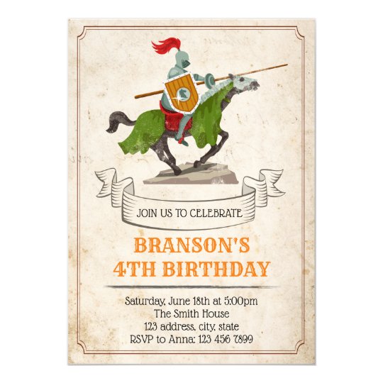 Knight birthday party invitation