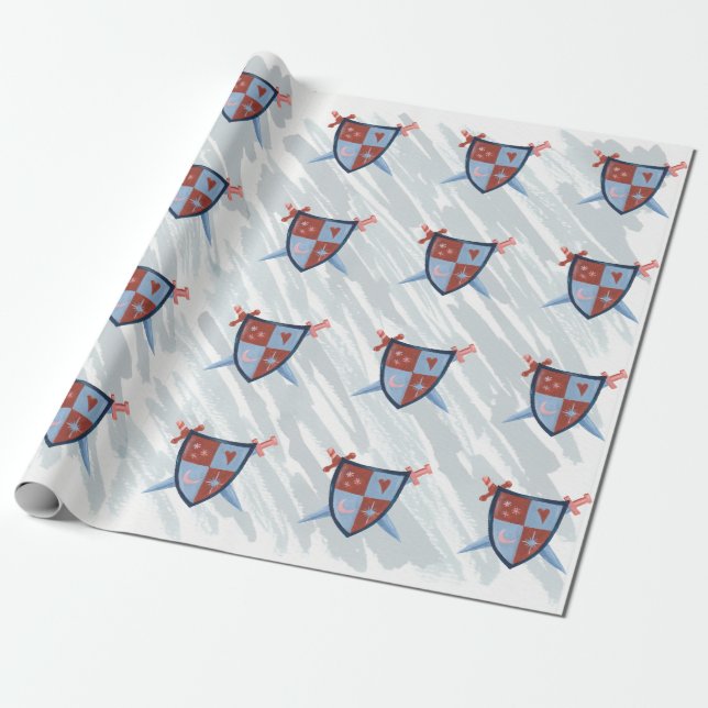 Knight Birthday party wrapping paper (Unrolled)