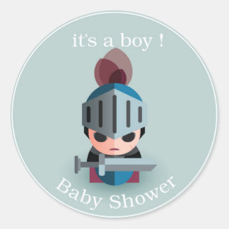 Knight Boy Baby Shower Classic Round Sticker