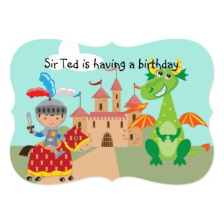 Knight Castle and Dragon Birthday Invite