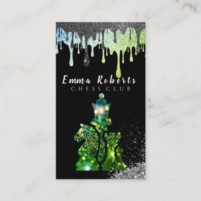 Knight Chess Piece - Faux Silver Foil  Business Ca Card (Front)