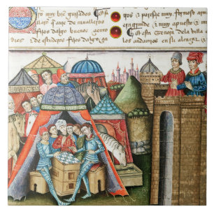 Knight Cifar Watches the Enemy Camp Play Chess  Ceramic Tile
