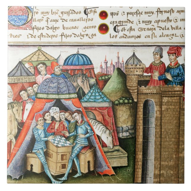 Knight Cifar Watches the Enemy Camp Play Chess  Ceramic Tile (Front)