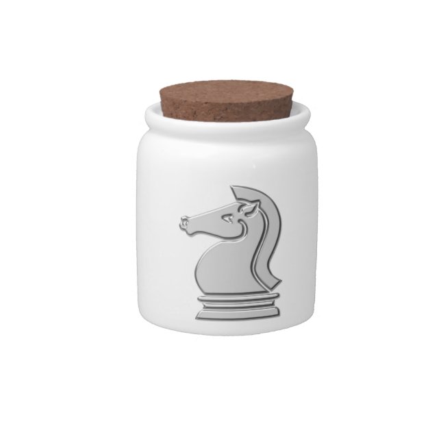Knight Cool Metallic Chess Piece Candy Jar (Front)