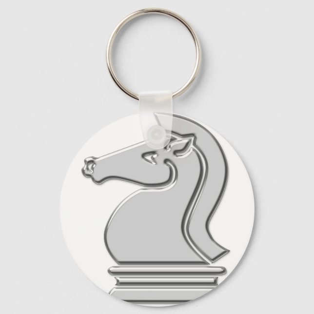 Knight Cool Metallic Chess Piece Keychain (Front)