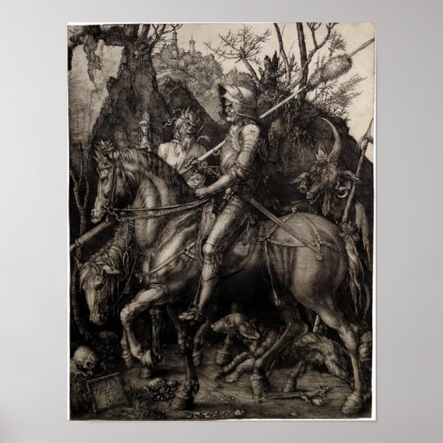 Knight Death and the Devil by Albrecht Durer Poster