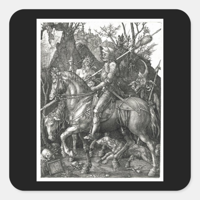 Knight, Death & the Devil - Albrecht Dürer c. 1513 Square Sticker (Front)