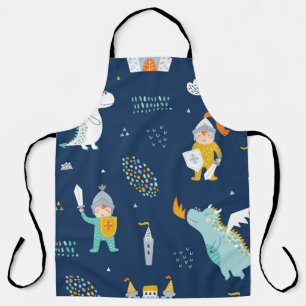Knight Dragon Castle Childish Pattern Apron