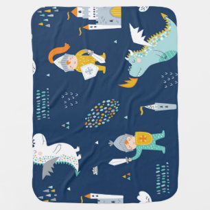 Knight Dragon Castle Childish Pattern Baby Blanket