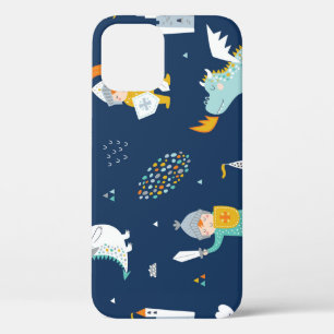 Knight Dragon Castle Childish Pattern iPhone 12 Case