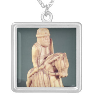 Knight from a chess set silver plated necklace