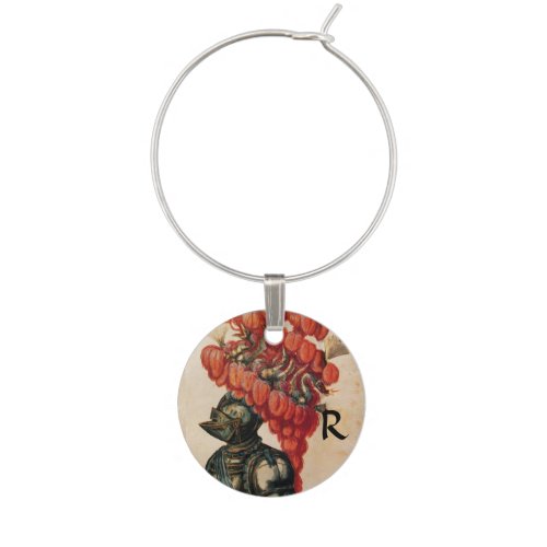 KNIGHT HELMET WITH RED FEATHERS Monogram Wine Charm