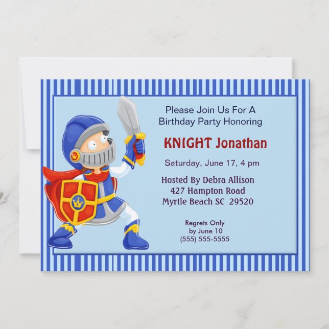 Knight In Armor Birthday Invitation (Front)