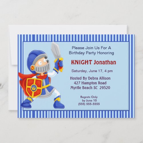 Knight In Armor Birthday Invitation