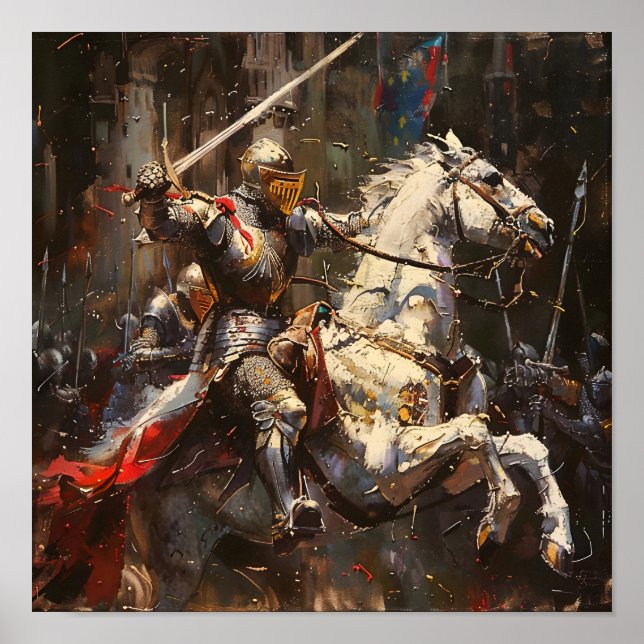 Knight in Armor on a Horse Poster (Front)