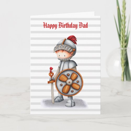 Knight in Armor with Cardinal Bird Father Birthday Card