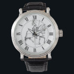 Knight in Armor Wrist Watch<br><div class="desc">Vintage image of knight and a horse in battle armor.</div>
