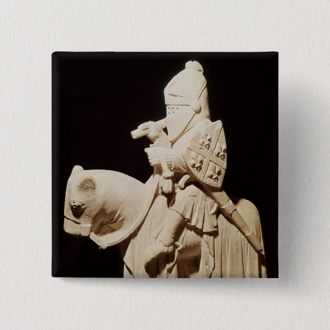 Knight in armour on his horse pinback button (Front)