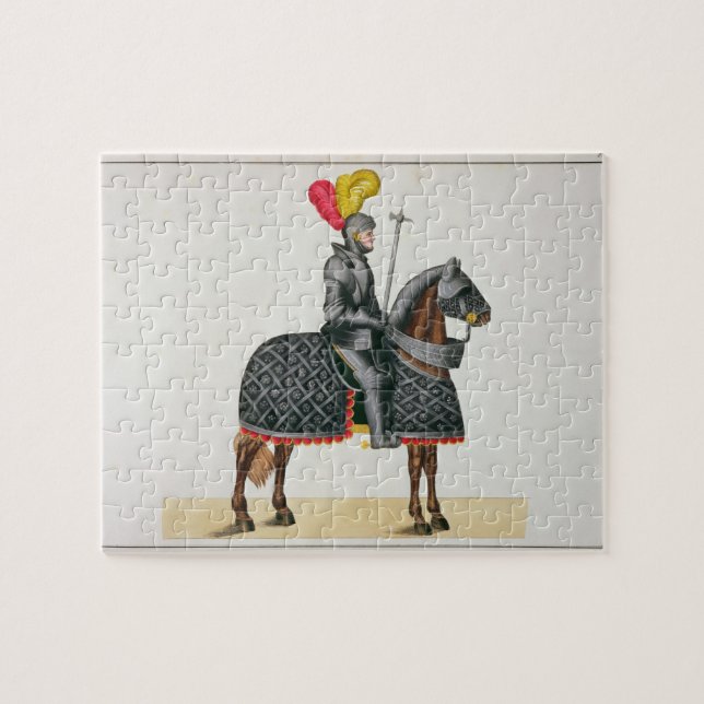 Knight in armour on his horse, plate from 'A Histo Jigsaw Puzzle (Horizontal)
