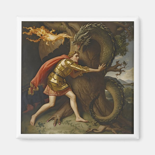 Knight in Golden Armor vs. The Dragon Magnet (Front)