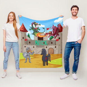 Knight In Shining Armor and Silly Dragons Fleece Blanket