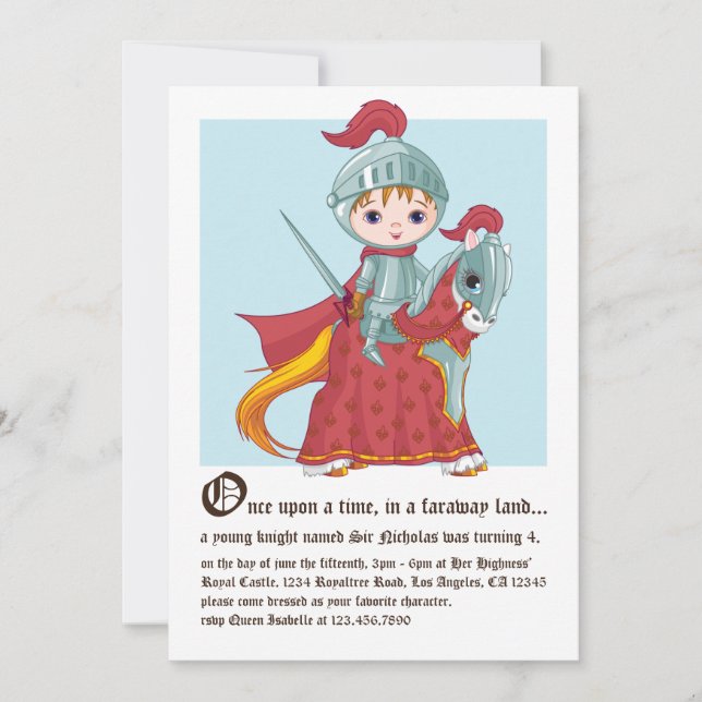 Knight in Shining Armor Birthday Invitation (Front)
