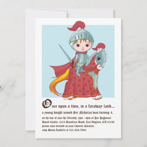 Knight in Shining Armor Birthday Invitation