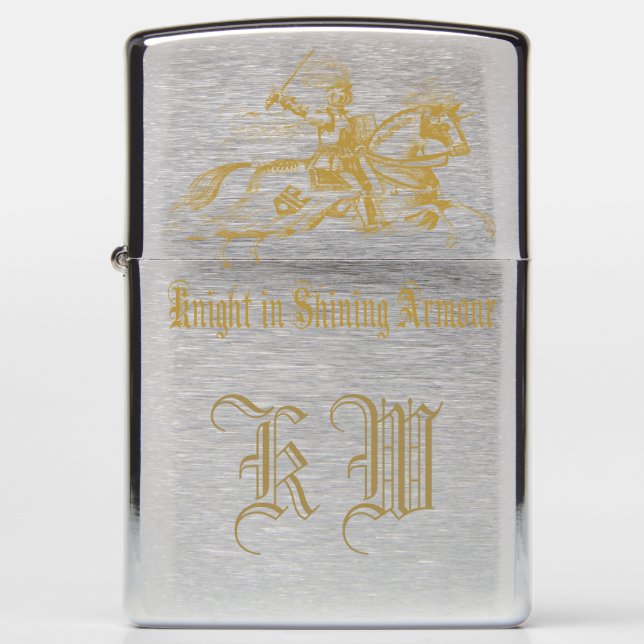 Knight In Shining Armor Monogram Initial Zippo Lighter (Front)