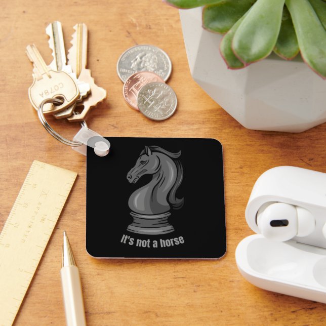 Knight it's not a horse chess board game piece keychain (Desk)