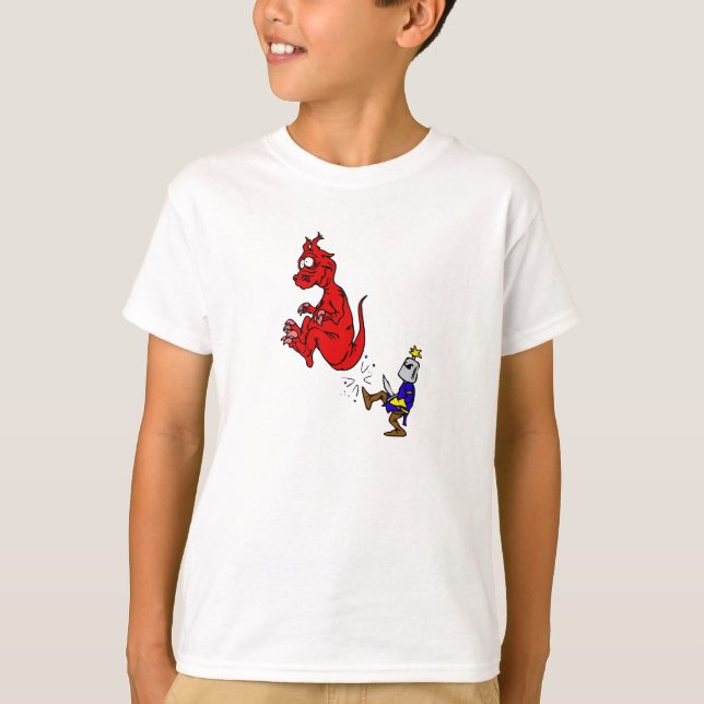 Knight Kicking Dragon T-Shirt (Front)