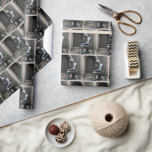 Knight Kneeling at the Castle Door Wrapping Paper