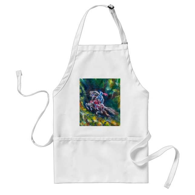 KNIGHT LANCELOT ,HORSE RIDING IN GREEN FOREST ADULT APRON (Front)
