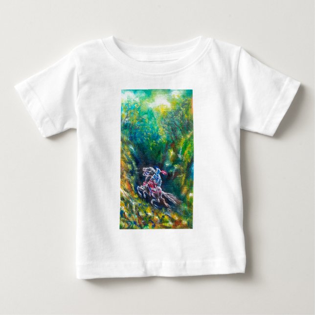 KNIGHT LANCELOT ,HORSE RIDING IN GREEN FOREST BABY T-Shirt (Front)