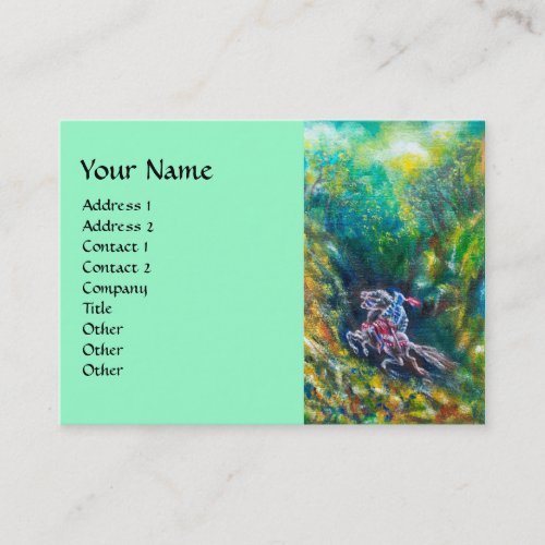 KNIGHT LANCELOT HORSE RIDING IN GREEN FOREST BUSINESS CARD