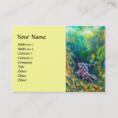 KNIGHT LANCELOT HORSE RIDING IN GREEN FOREST BUSINESS CARD