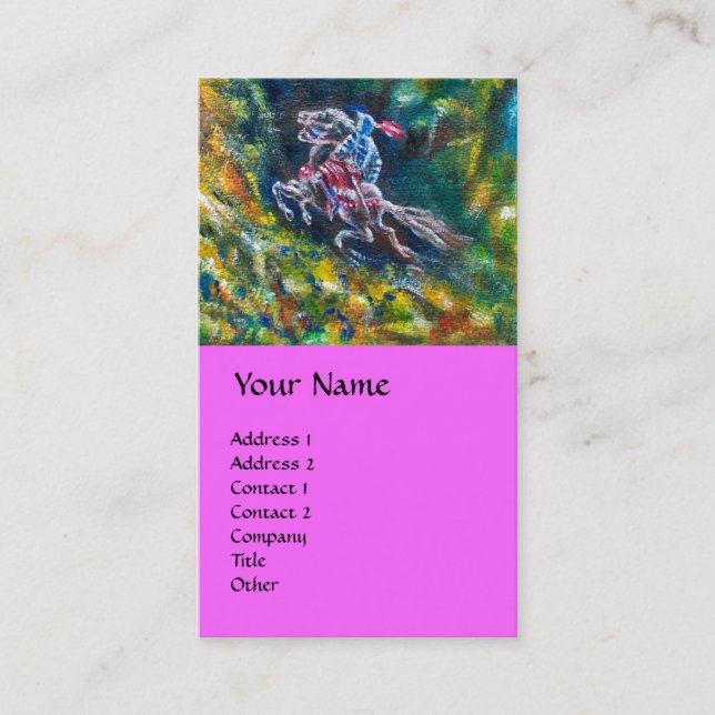 KNIGHT LANCELOT ,HORSE RIDING IN GREEN FOREST BUSINESS CARD (Front)