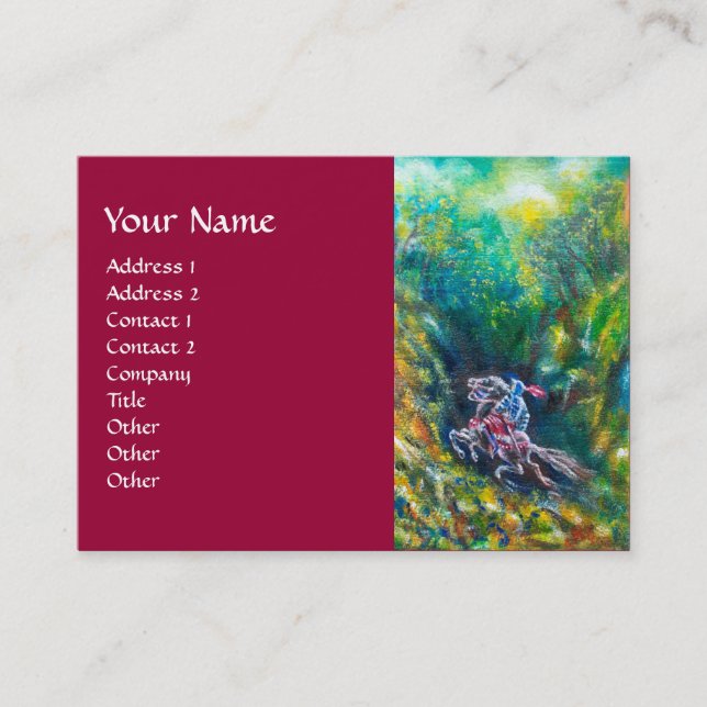 KNIGHT LANCELOT ,HORSE RIDING IN GREEN FOREST BUSINESS CARD (Front)