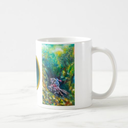 KNIGHT LANCELOT HORSE RIDING IN GREEN FOREST COFFEE MUG