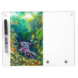 KNIGHT LANCELOT ,HORSE RIDING IN GREEN FOREST DRY ERASE BOARD WITH KEYCHAIN HOLDER