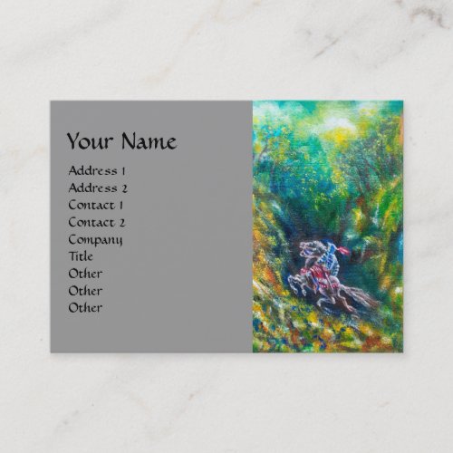 KNIGHT LANCELOT HORSE RIDING IN GREEN FOREST Grey Business Card