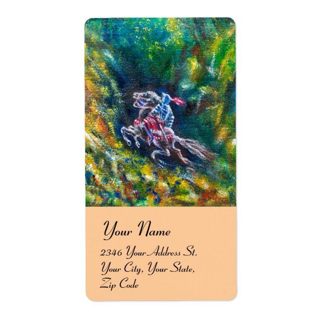 KNIGHT LANCELOT ,HORSE RIDING IN GREEN FOREST LABEL (Front)