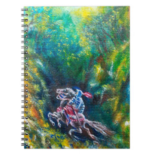 KNIGHT LANCELOT ,HORSE RIDING IN GREEN FOREST NOTEBOOK