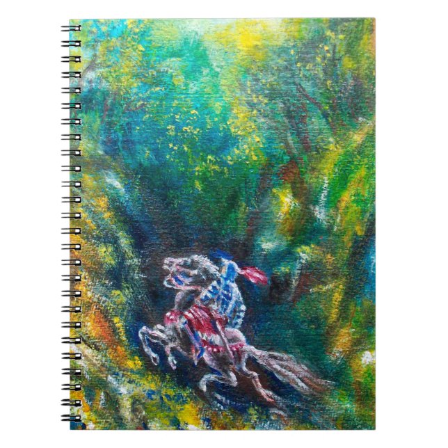 KNIGHT LANCELOT ,HORSE RIDING IN GREEN FOREST NOTEBOOK (Front)