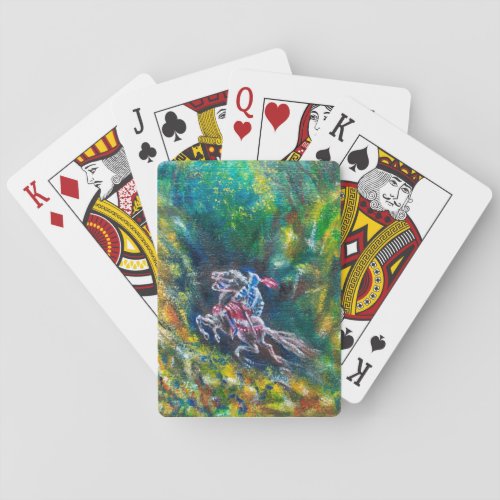 KNIGHT LANCELOT HORSE RIDING IN GREEN FOREST POKER CARDS