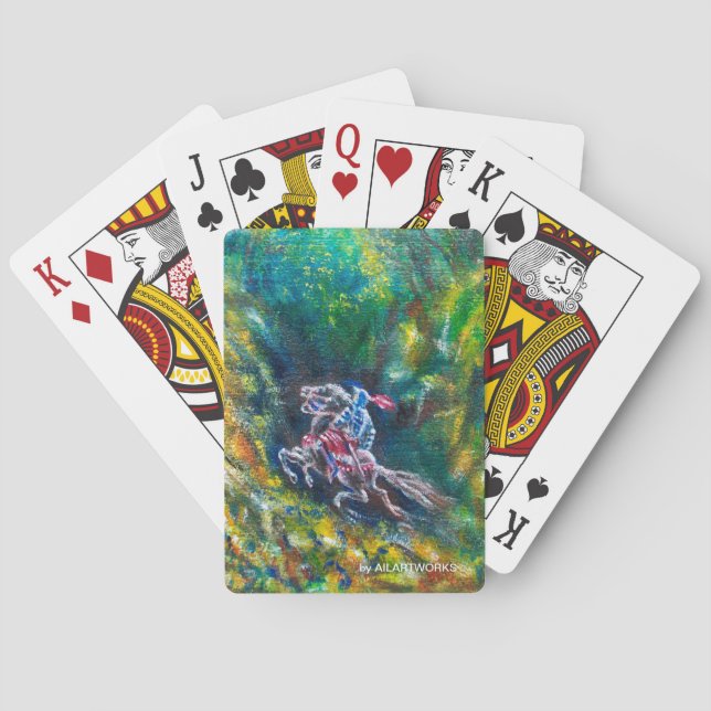 KNIGHT LANCELOT ,HORSE RIDING IN GREEN FOREST POKER CARDS (Back)