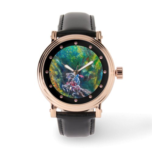KNIGHT LANCELOT HORSE RIDING IN GREEN FOREST WATCH