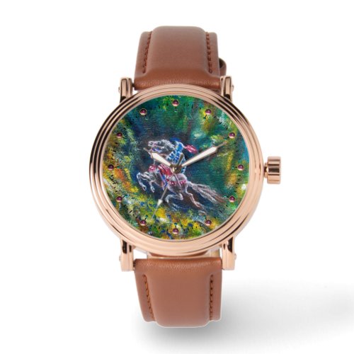 KNIGHT LANCELOT HORSE RIDING IN GREEN FOREST WATCH