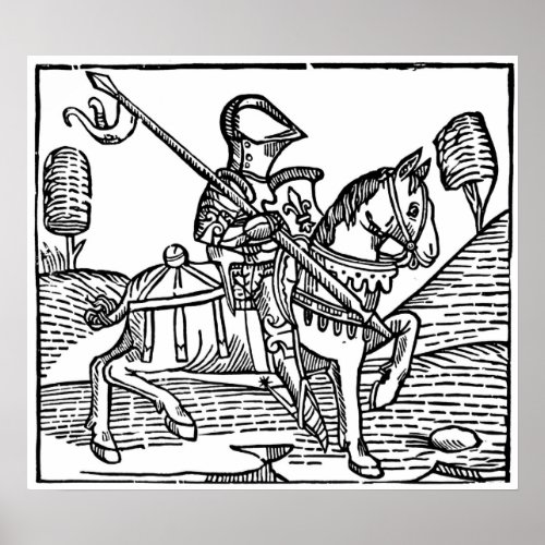 Knight Medieval Engraving Poster